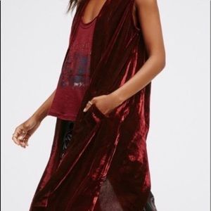 NWT Free People res wine luxe velvet maxi vest
